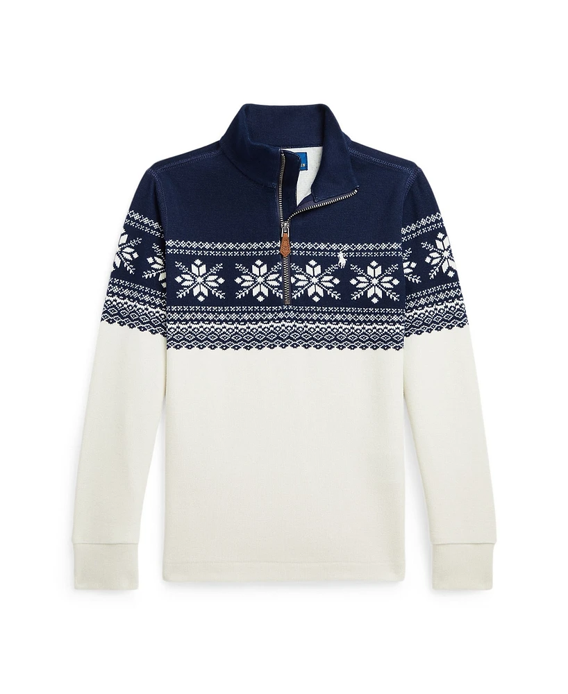 Polo Ralph Lauren Toddler and Little Boys Snowflake Double-Knit Pullover Sweatshirt