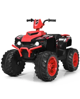 Gymax 12V Electric Kids Ride On Car Atv 4-Wheeler Quad w/ Music Led Light Pink