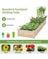 Skonyon Raised Garden Bed with Planter Box and Trellis-Natural