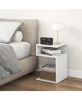 Inolait S-Shaped Side Table with Unique S-shaped Frame and 2 Open Compartments