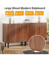 Tribesigns Sideboard Storage Cabinet, Wooden Buffet Floor Cabinet with Doors, Accent for Living Room