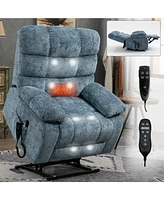 Mondawe Blue Lift Recliner Chair Heat Massage Dual Motor Infinite Position with Power-Remote