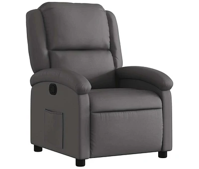 Recliner Chair Gray Real Leather