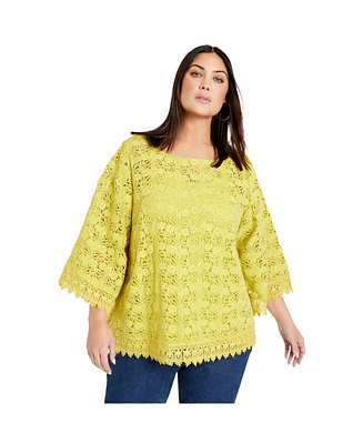 June + Vie Plus Boatneck Lace Top