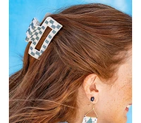 Ink + Alloy Lola Game Day Checked Beaded Hair Claw Clip Light Blue And White