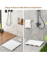 Sugift Waterproof Hips Bath Spa Shower Mat with Non Slip Foot Pads-White