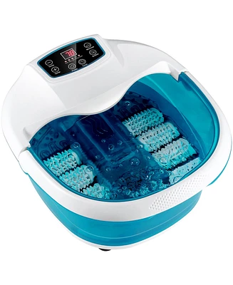 Sugift Foot Spa Tub with Bubbles and Electric Massage Rollers-Blue