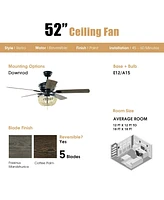 Sugift 52 Inch Retro Ceiling Fan Light with Reversible Blades Remote Control