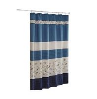 Home Outfitters Purple Faux Silk Lined Shower Curtain w/Embroidery 72x72", for Bathrooms, Transitional