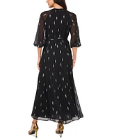 Vince Camuto Women's Metallic-Print V-Neck Maxi Dress