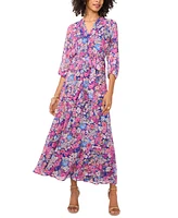 Vince Camuto Women's Belted Floral-Print Maxi Dress