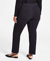 Jm Collection Plus & Petite Tummy Control Pull-On Slim-Leg Pants