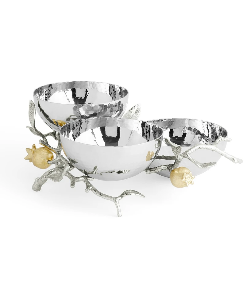 Michael Aram Pomegranate Silver and Gold Triple Bowl