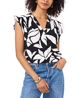 Vince Camuto Women's Printed Flutter-Sleeve Top