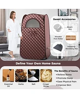 Sugift Full-Body Personal Sauna Tent with 1000W 3L Steam Generator-Coffee
