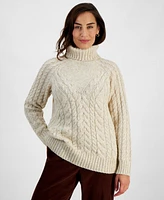 Style & Co Petite Turtleneck Cable-Knit Sweater, Created for Macy's