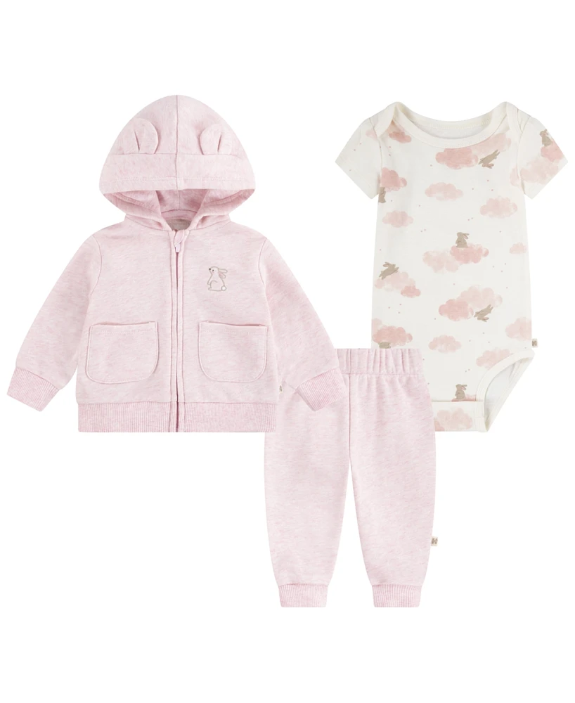 Huggies Baby Girls Short Sleeve Bodysuit, Jacket and Pants 3-Piece Set