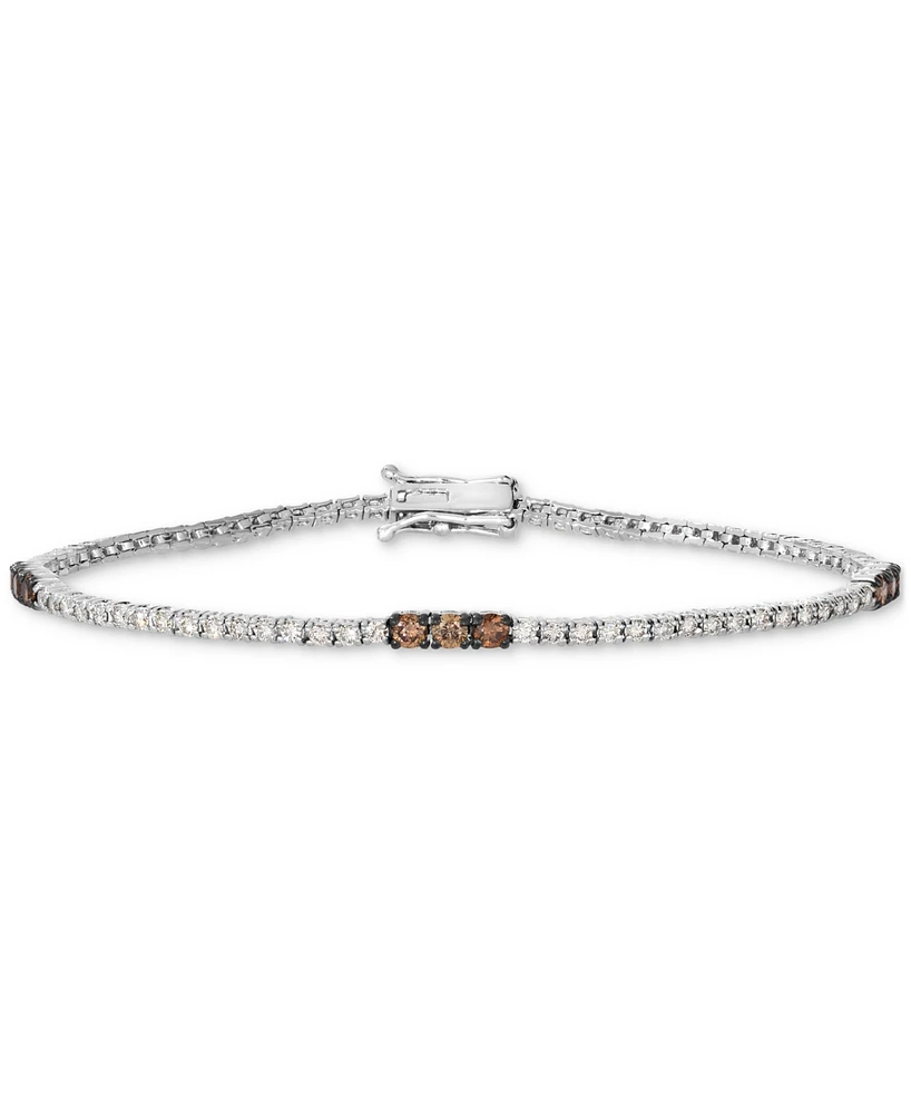 Le Vian Nude Diamond & Chocolate Diamond Station Tennis Bracelet (1-5/8 ct. t.w.) in 14k White Gold