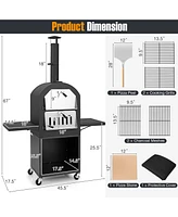 Skonyon Outdoor Pizza Oven with Protective Cover and Grill Racks and Built-in Thermometer