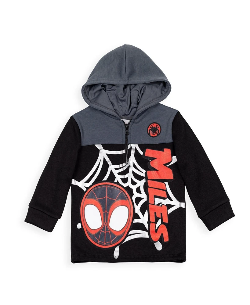 Marvel Boys Spidey and His Amazing Friends Ghost-Spider Miles Morales Spider-Man Fleece Half Zip Hoodie to