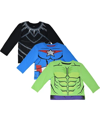 Marvel Boys Avengers Hulk Black Panther Captain America 3 Pack T-Shirts to