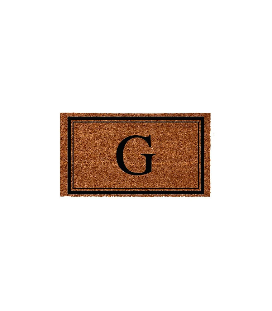 Evergreen Monogram Indoor Outdoor 100% Natural Coir Doormat 28" x 16" | Letter "G"