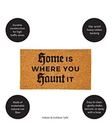 Evergreen 16 x 28 Inches Home is Where You Haunt It Door Mat | Non-Slip Rubber Backing | Dirt catching Natural Coir | Indoor and Outdoor Home Decor