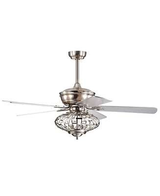 Skonyon 52 Inches Ceiling Fan with Wooden Blades and Remote Control-Silver