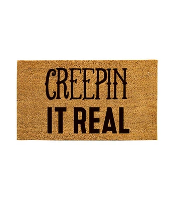 Evergreen 16 x 28 Inches Creepin it Real Door Mat | Non-Slip Rubber Backing | Dirt catching Natural Coir | Indoor and Outdoor Home Decor