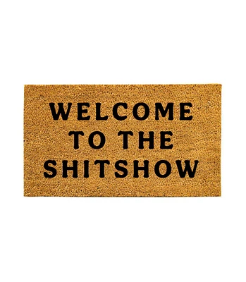 Evergreen 16 x 28 Inches Welcome to the Show Door Mat | Non-Slip Rubber Backing | Dirt catching Natural Coir | Indoor and Outdoor Home Decor