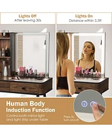 Sugift Vanity Makeup Table Set with Lighted Mirror