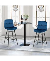 Sugift 2 Pieces 29 Inch Velvet Bar Stools Set with Tufted Back and Footrests