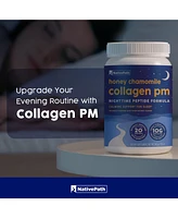 NativePath Collagen Pm - Honey Chamomile Nighttime Collagen Peptides Powder with Magnesium, Gaba, L-Theanine and Melatonin - 20 Servings