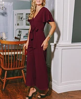 Cupshe Women's Maroon Belted Jumpsuit