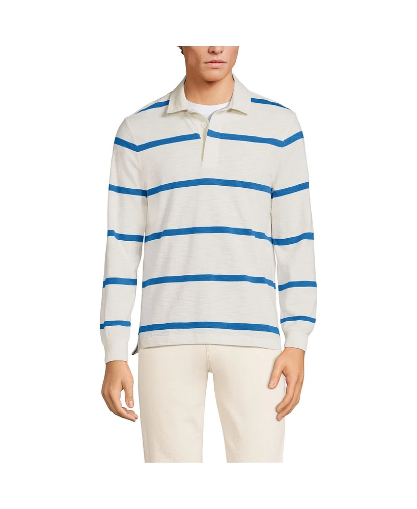 Lands' End Men's Long Sleeve Textured Rugby Polo