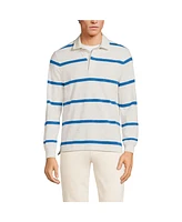 Lands' End Men's Long Sleeve Textured Rugby Polo