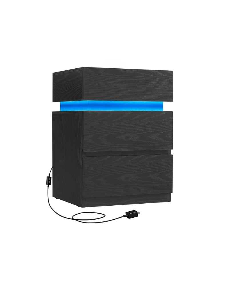 Slickblue Bedside Table with Led Lights for Modern Illumination and Stylish Convenience