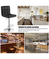 Sugift Set of 2 Square Swivel Adjustable Bar Stools with Back and Footrest