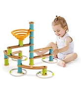 Sugift Bamboo Build Run Toy with Marbles for Kids Over 4