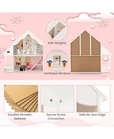 Vebreda Semi-Opened Diy Dollhouse with Simulated Rooms and Furniture Set