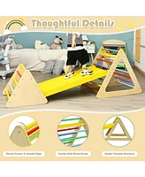 Inolait 3 in 1 Wooden Set of 2 Triangle Climber with Ramp for Slid