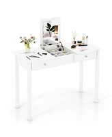 Sugift Vanity Desk Makeup Dressing Table with Flip Top Mirror and Drawers