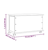 vidaXL Storage Chest with Wheels Alta White 28.7"x15.6"x17.3" Solid Wood Pine
