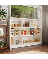 Famapy White Wood 10-Shelf Freestanding Standard Bookcase