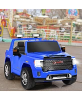 Gymax 12V Licensed Gmc Kids Ride On Car 2-Seater Truck w/ Remote Control Blue