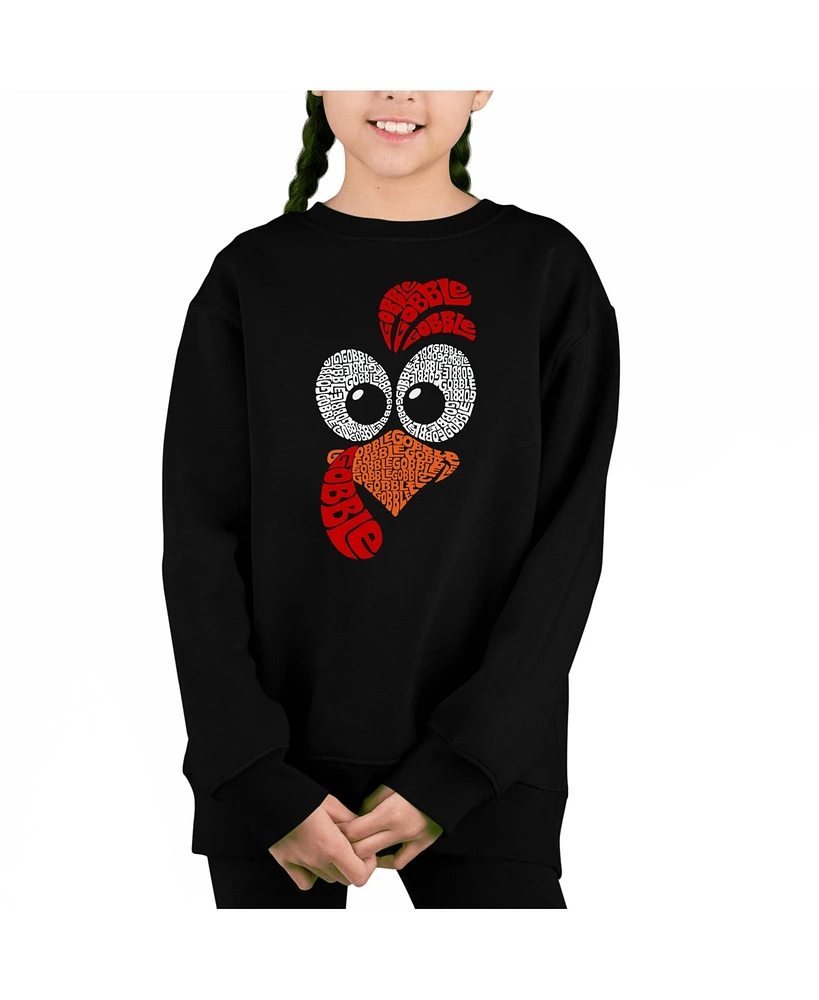 La Pop Art Girls Turkey Face Word Crewneck Sweatshirt