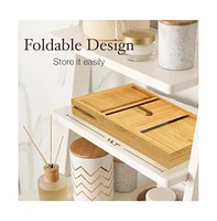 Bathtub Tray for Tub - Adjustable Bamboo Bath Collapsible & Folding Caddy Wood, Accessories