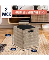 Ornavo Home Collapsible Paper Wicker Inch Square Storage Cube Bin Basket