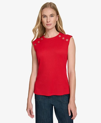 Tommy Hilfiger Women's Button-Trim Sleeveless Top