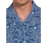 Cubavera Men's Short Sleeve Button-Front Seersucker Leaf Print Camp Shirt